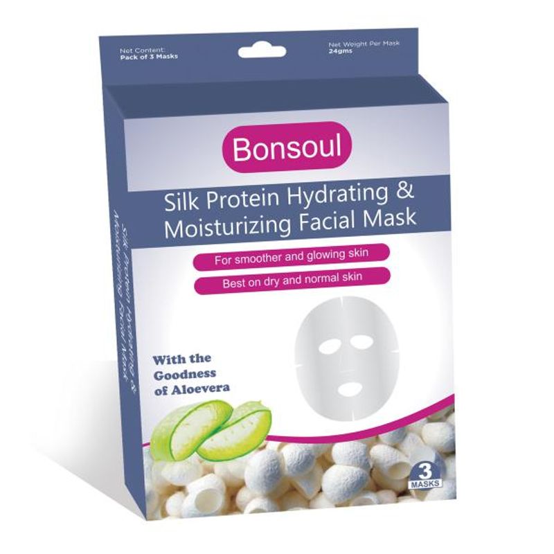 Bonsoul Silk Protein Hydrating & Moisturizing Facial Mask (Pack Of 3)