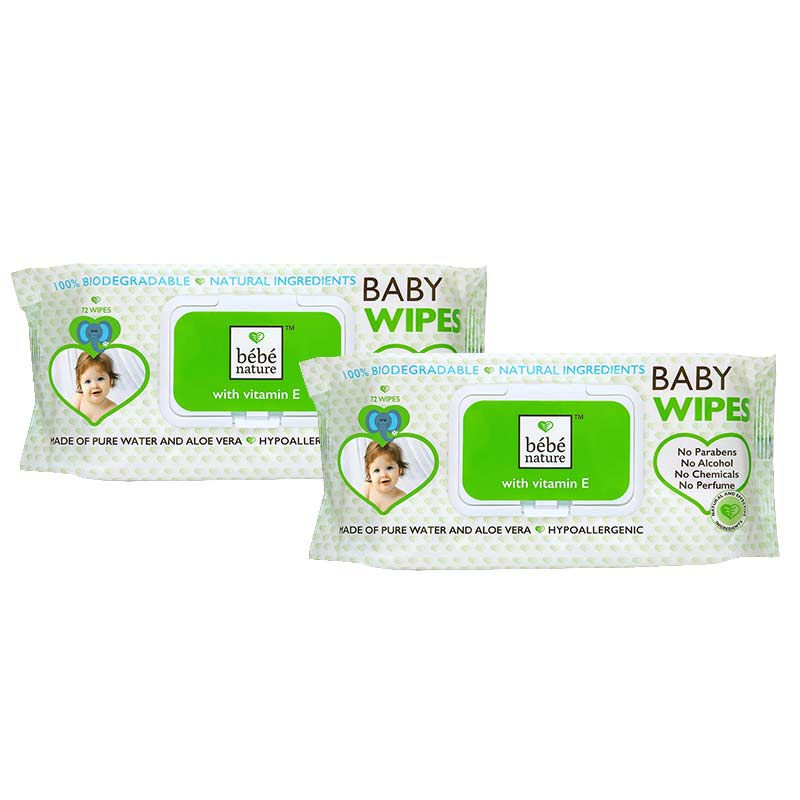 Bebe Nature Natural Biodegradable Wet Baby Wipes With Vitamin E - Buy 1 get 1