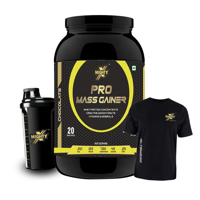 MightyX Pro Mass Gainer Chocolate (Free Shaker + Tshirt) 1kg