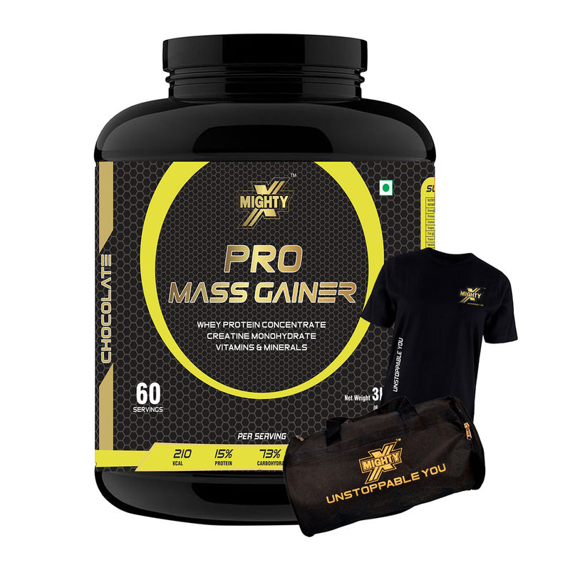 MightyX Pro Mass Gainer Chocolate (Free Shaker + Tshirt) 3kg