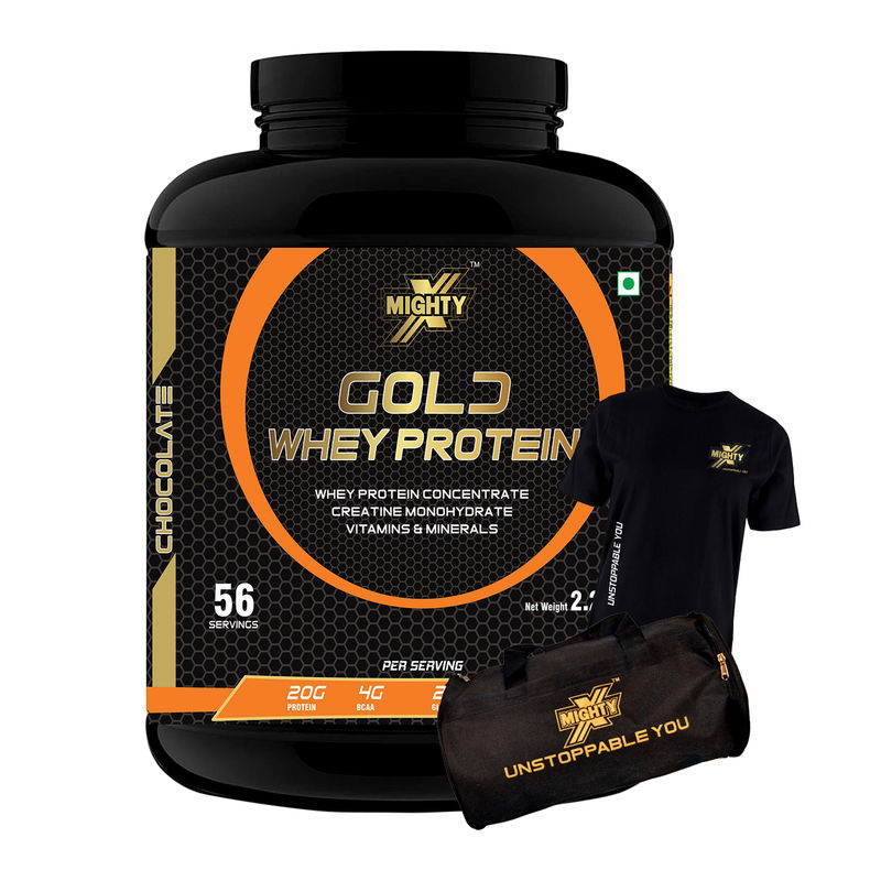 MightyX Gold Whey Protein Chocolate (Free Shaker + Tshirt) 5lbs