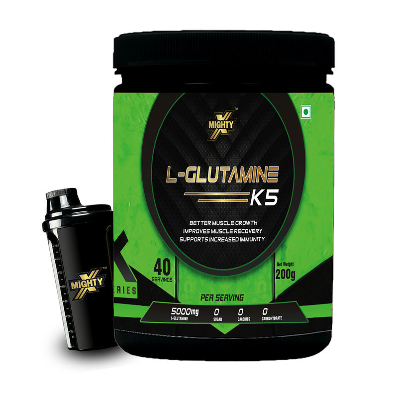 MightyX L-Glutamine k5 40 Servings (Free Shaker) 200gm
