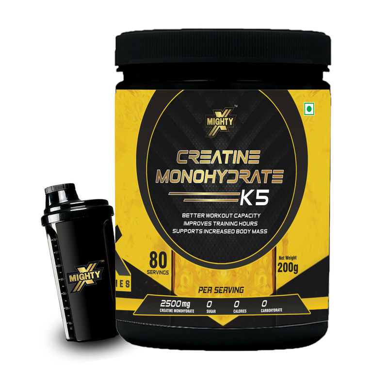 MightyX Creatine Monohydrate K5 80 Servings (Free Shaker) 200gm
