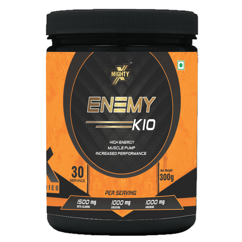 MightyX Pre Workout Enemy k10 Tangy Orange 30 servings 300gm