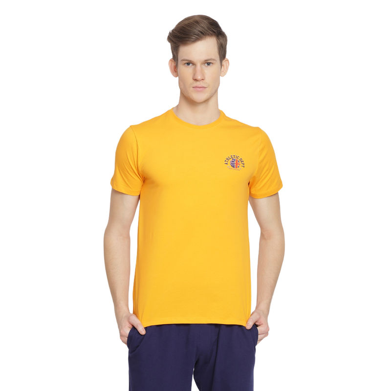 AM SWAN Mens Solid-Plain Flame Orange T-Shirt (S)