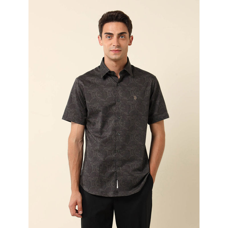 U.S. POLO ASSN. Men Grey Printed Shirt (39)