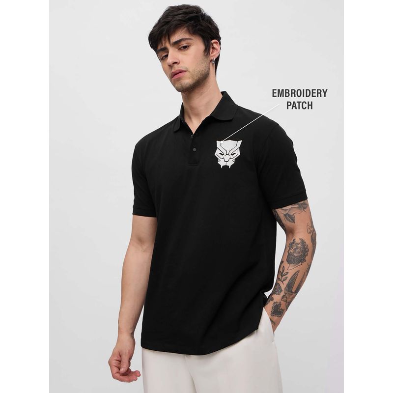 The Souled Store Official Black Panther Logo Men Polo T-Shirt (2XL)