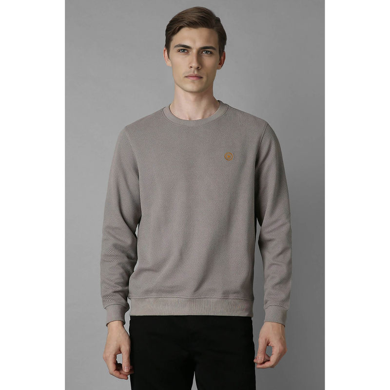Louis Philippe Men Casual Grey Textured Sweatshirt (M)