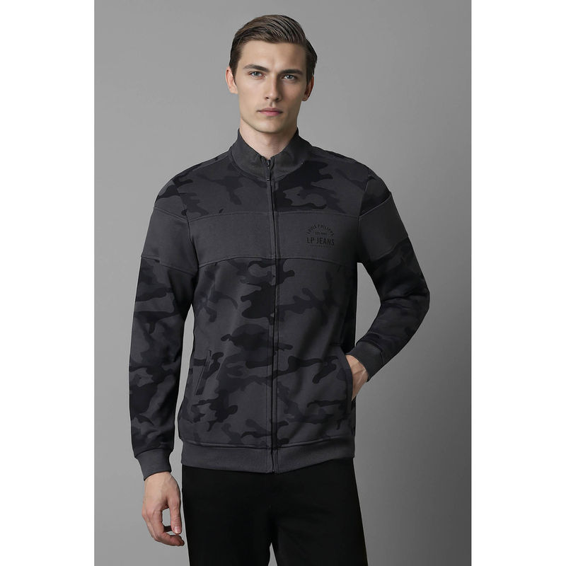 Louis Philippe Men Casual Grey Printed Sweatshirt (S)