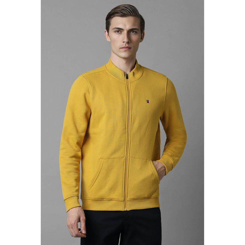 Louis Philippe Men Casual Yellow Solid Sweatshirt (XL)