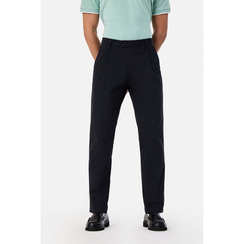 Snitch Navy Blue Solid Slim Casual Chinos (28)
