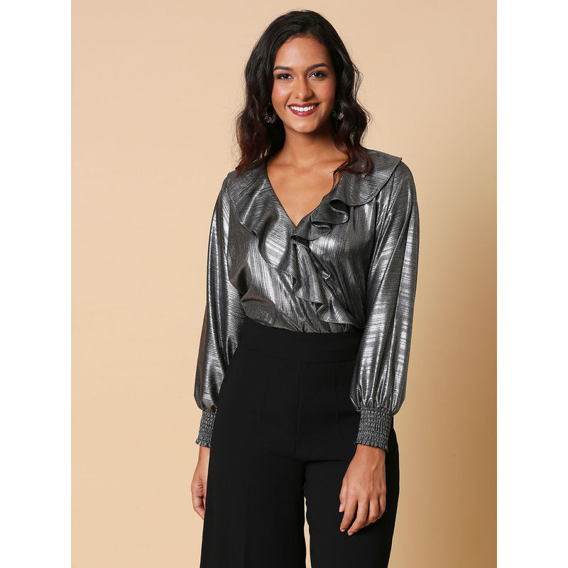 RSVP By Nykaa Fashion Be My Wings Top - Silver (S)
