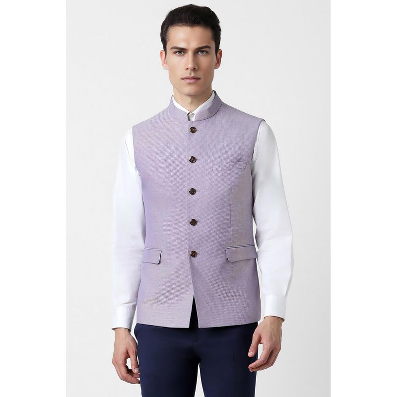 Van Heusen Men Lilac Textured Wedding Nehru Jacket (36)
