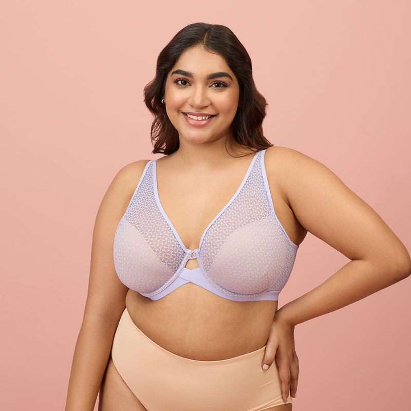 Nykd by Nykaa Textured Lace Non Padded Wired Bra NYB140- Purple (34D)
