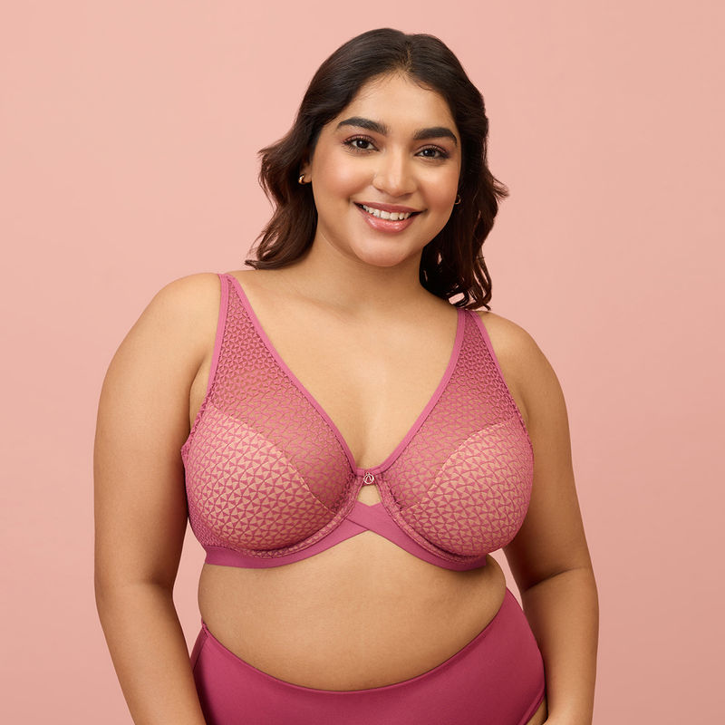 Nykd by Nykaa Textured Lace Non Padded Wired Bra NYB140- Mauve (36DD)