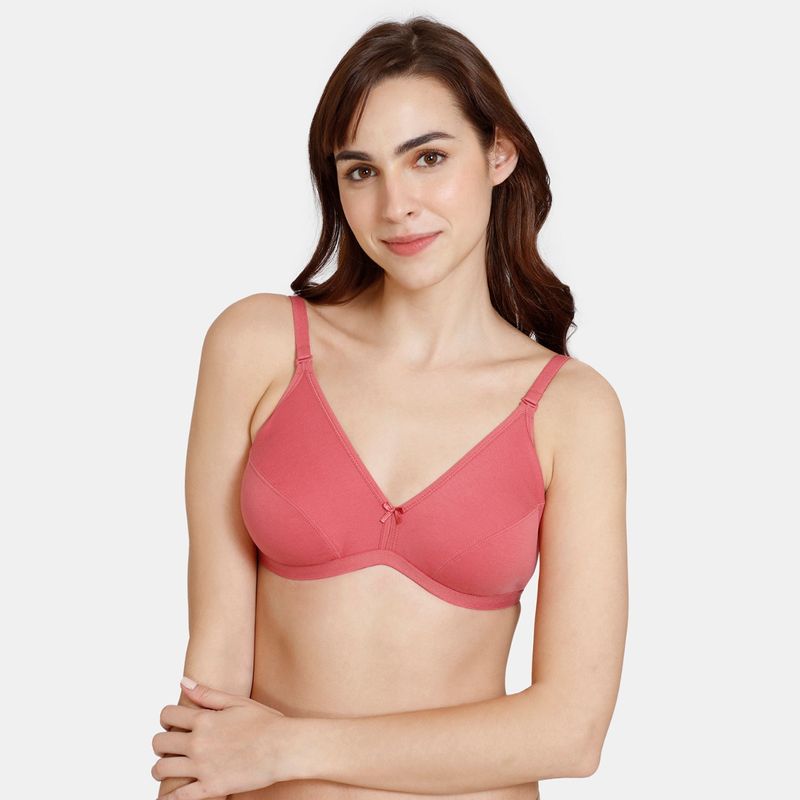 Zivame Double Layered Non Wired 3-4Th Coverage Backless Bra - Mineral Red (32B)
