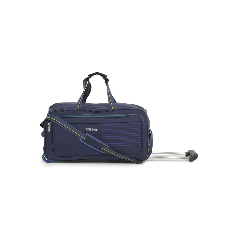 Teakwood Blue Solid Soft Sided Medium Duffle Trolley Bag (M)