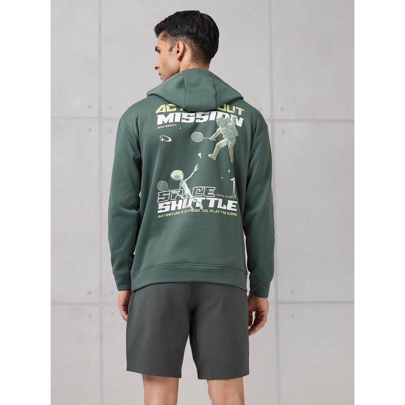 Technosport Men Green Graphic Hoodie (XL)