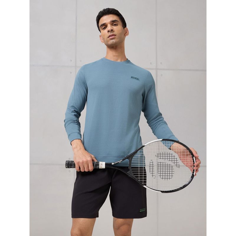 Technosport Men Blue Textured Sweatshirt (M)