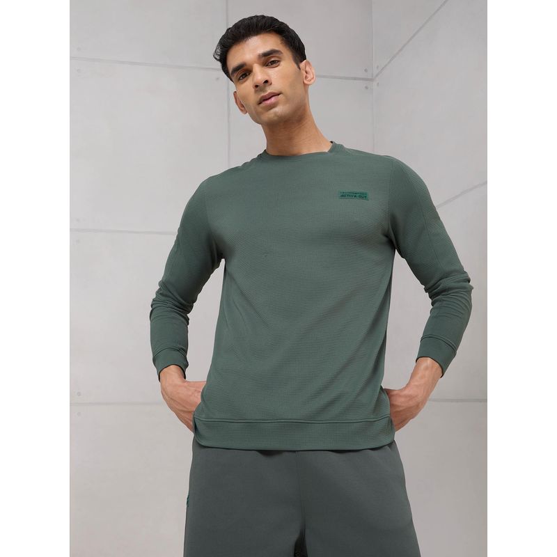 Technosport Men Green Textured Sweatshirt (M)