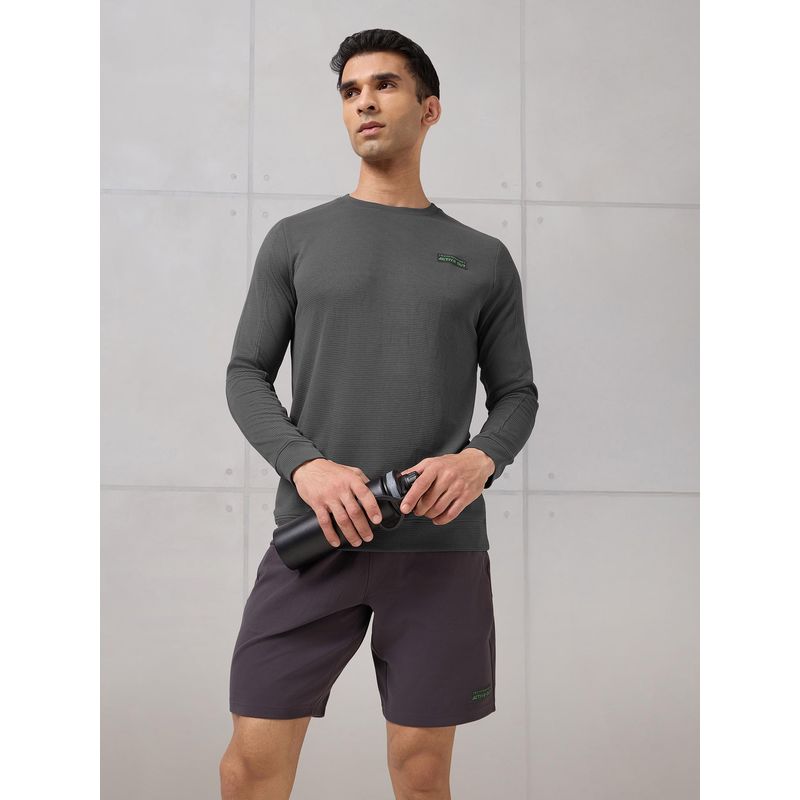 Technosport Men Grey Textured Sweatshirt (M)