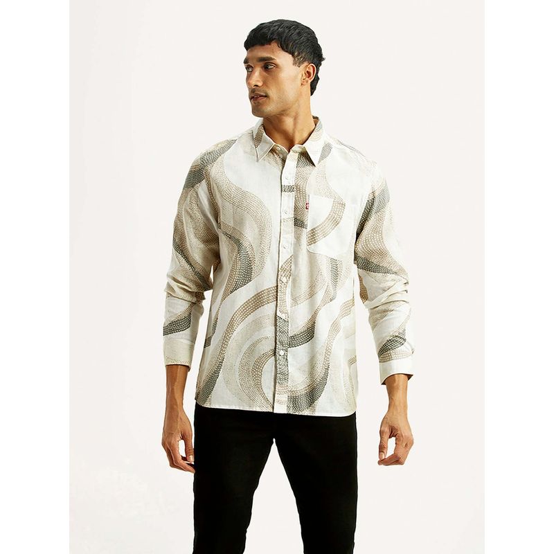 Levi's Multi-Color Linen Full Sleeves Collar Neck Shirt (XL)