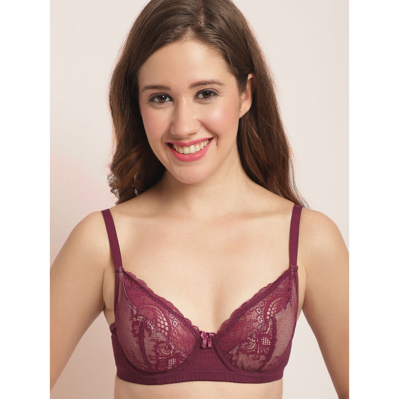 Buy Erotissch Women Purple Floral Lace Non Padded All Day Comfort Underwired Bra Online 5509