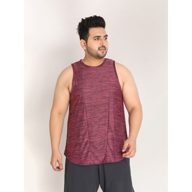 Chkokko Men Cotton Gym Tank Tops Sleeveless Sports Vest In Magenta (3XL)