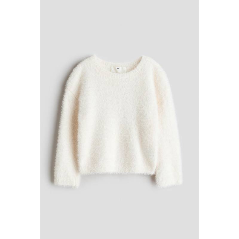 H&M Girls White Fluffy-Knit Jumper (1.5-2 Years)