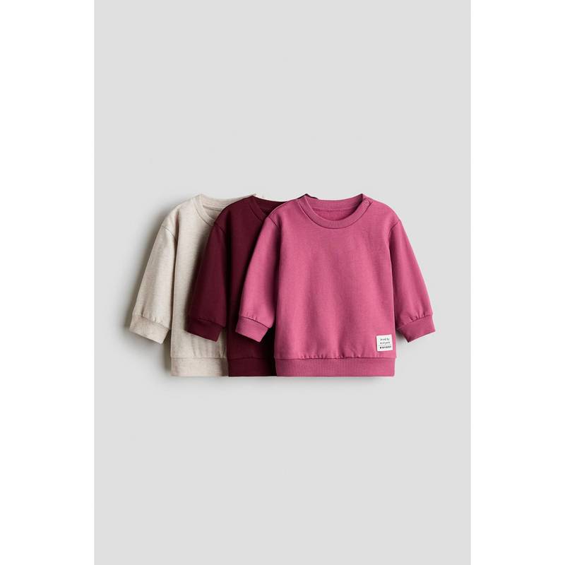 H&M Girls Pink 3-Pack Sweatshirts (12-18 Months)
