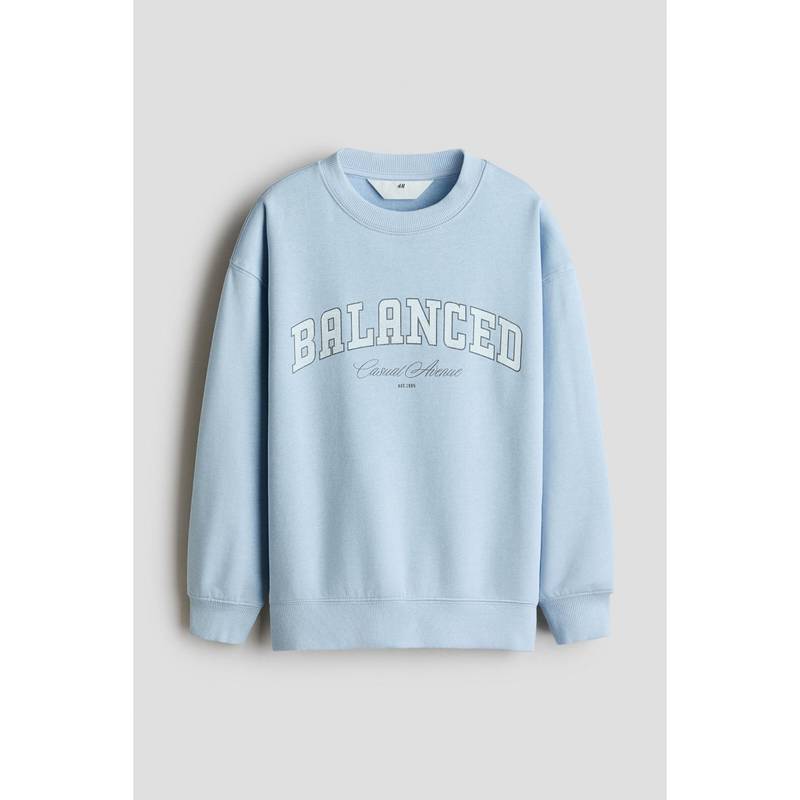 H&M Girls Blue Oversized Motif-Detail Sweatshirt (11-12 Years)