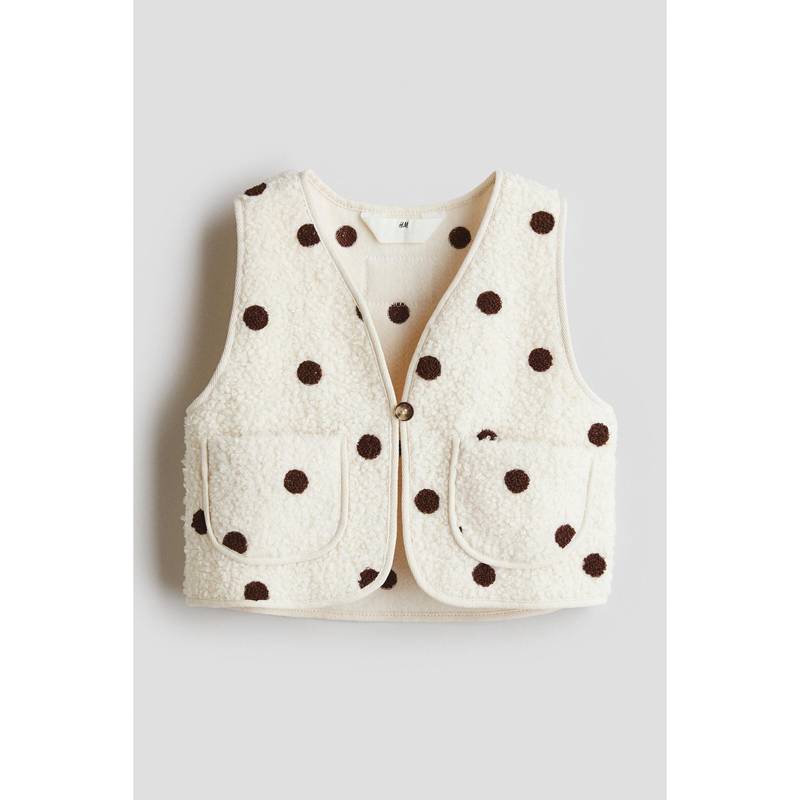 H&M Girls White Teddy Gilet (1.5-2 Years)