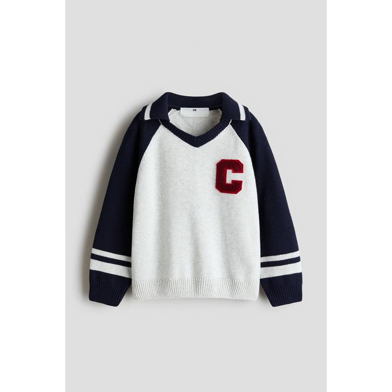 H&M Boys White Applique-Motif Polo Jumper (8-10 Years)
