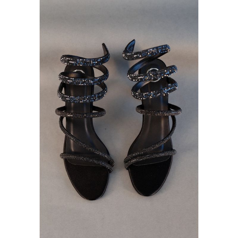 Sana K Luxurious Footwear Black Panther Embellished Heels Sandals (EURO 36)