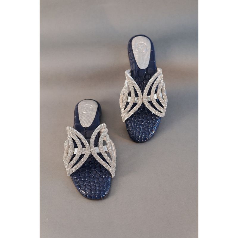 Sana K Luxurious Footwear Blue Open Toe Heel Sandals (EURO 35)