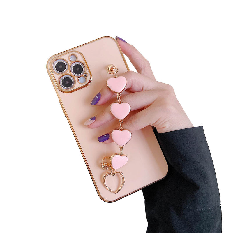Mvyno Pretty Iphone 15 Cover - Pink Hearts Holder (iPhone 15)