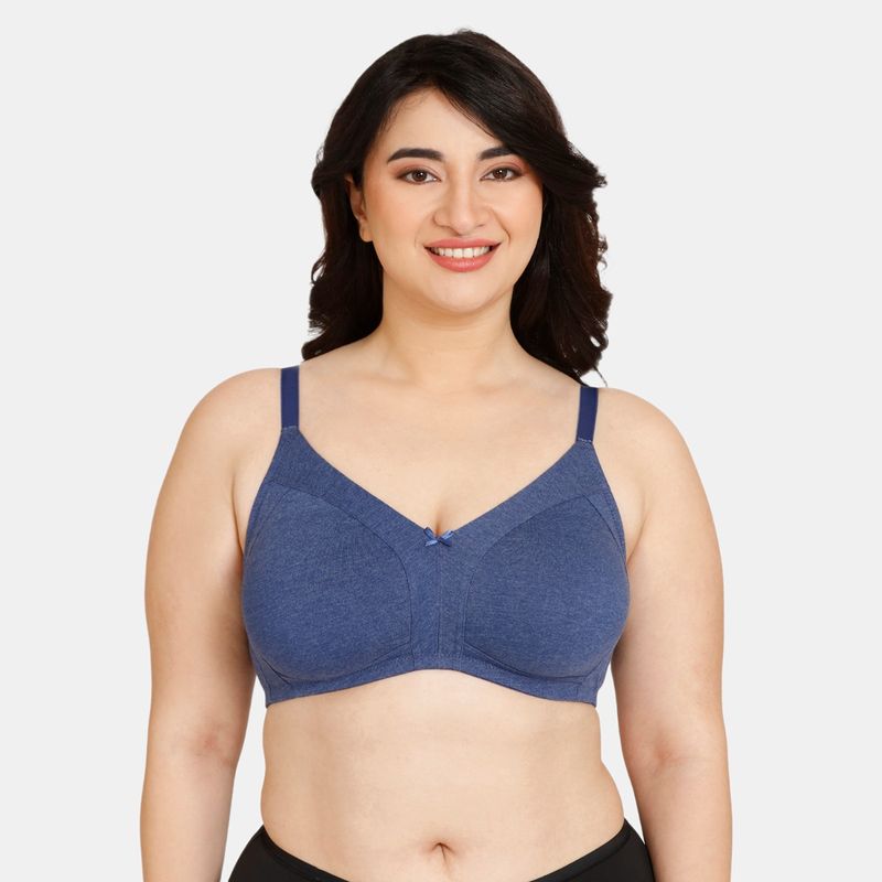 Zivame Rosaline Double Layered Non Wired 3-4th Coverage Super Support Bra - Blue Depth (36D)