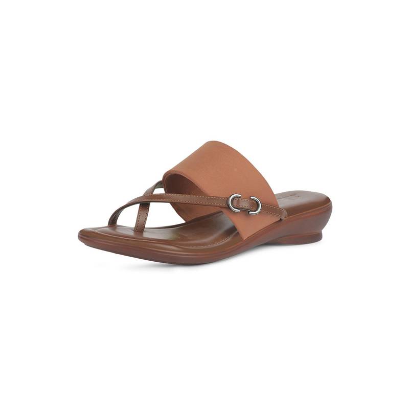 Bata Womens Toe Ring Wedge Heel Sandals - Tan (UK 5)