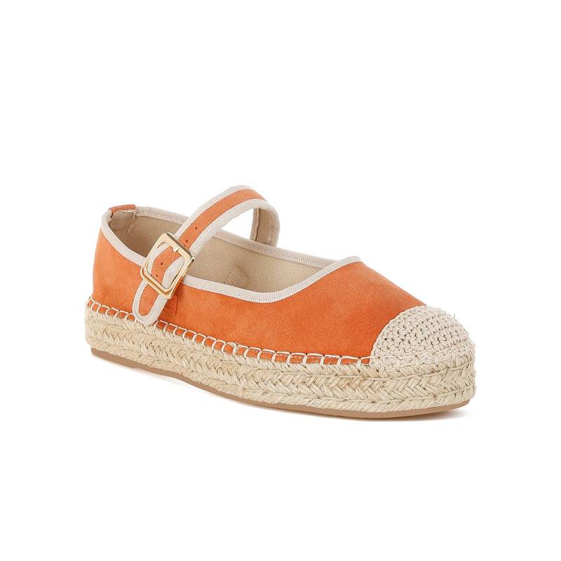 Rag & Co Rag And Co Women Soft Suede Leather Mary Jane Espadrilles - Tan (EURO 36)