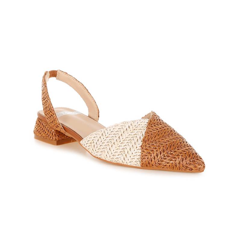 Rag & Co Rag And Co Women Pointy Toe Slingback Heel Sandals - Tan (EURO 36)