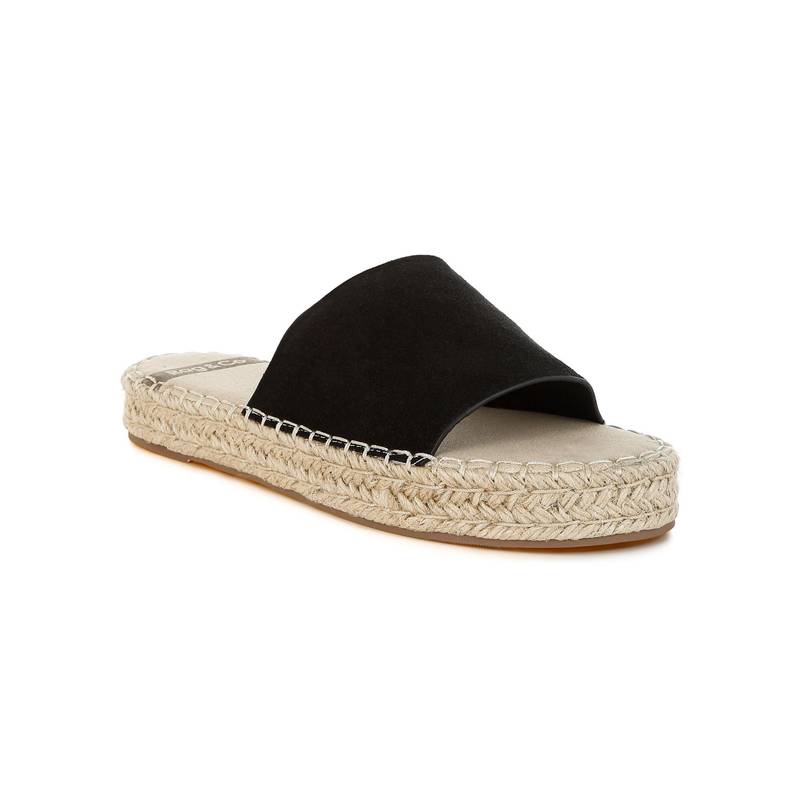 Rag & Co Rag And Co Women Real Soft Leather Espadrille Flatforms Heels - Black (EURO 37)