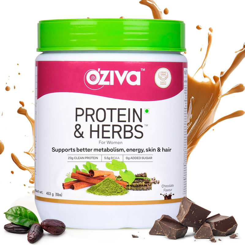 OZiva Protein & Herbs Women, Protein with Multivitamin for Better Metabolism, Skin & Hair,Chocolate