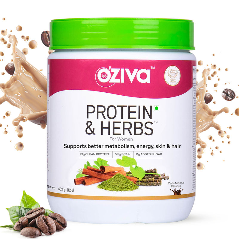 OZiva Protein & Herbs Women, with Multivitamins for Better Metabolism, Skin & Hair, Cafe Mocha