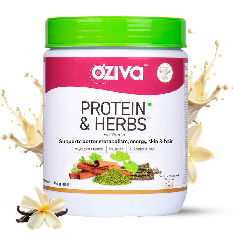 OZiva Protein & Herbs Women, with Multivitamins for Better Metabolism, Skin & Hair, Vanilla Almond