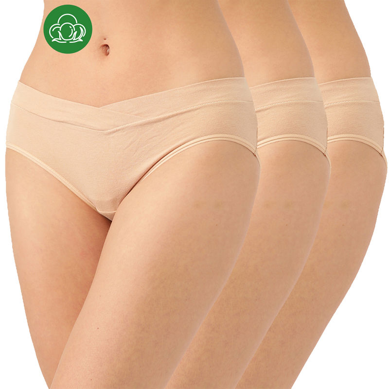 Inner Sense Women's Organic Cotton Antimicrobial Maternity Panty (pack Of 3) - Nude (M)