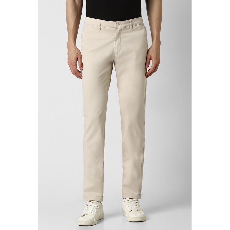 Van Heusen Men Beige Solid Slim Fit Chinos (38)