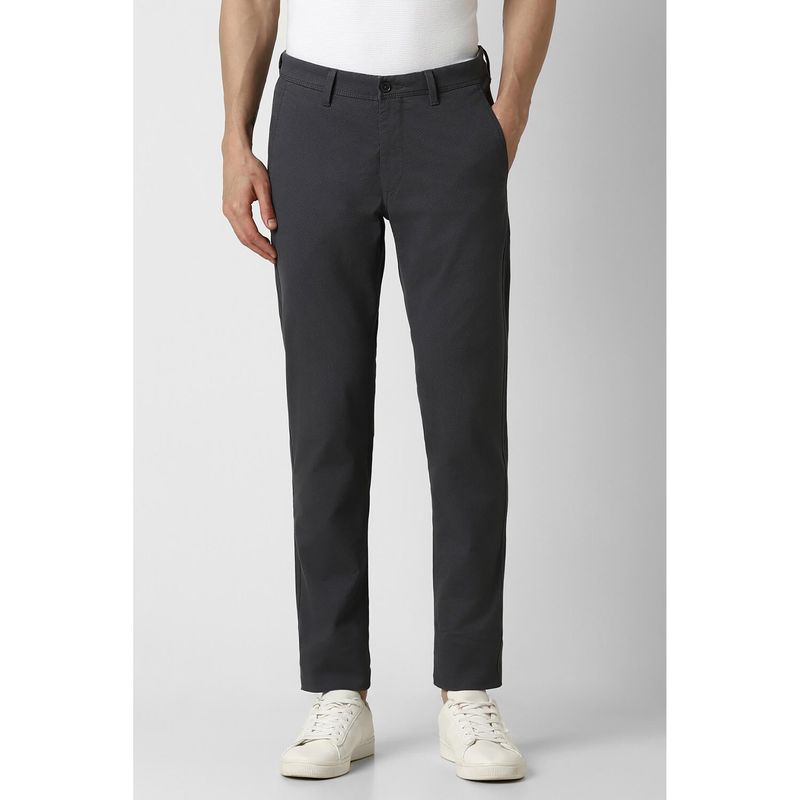 Van Heusen Men Grey Solid Slim Fit Chinos (34)