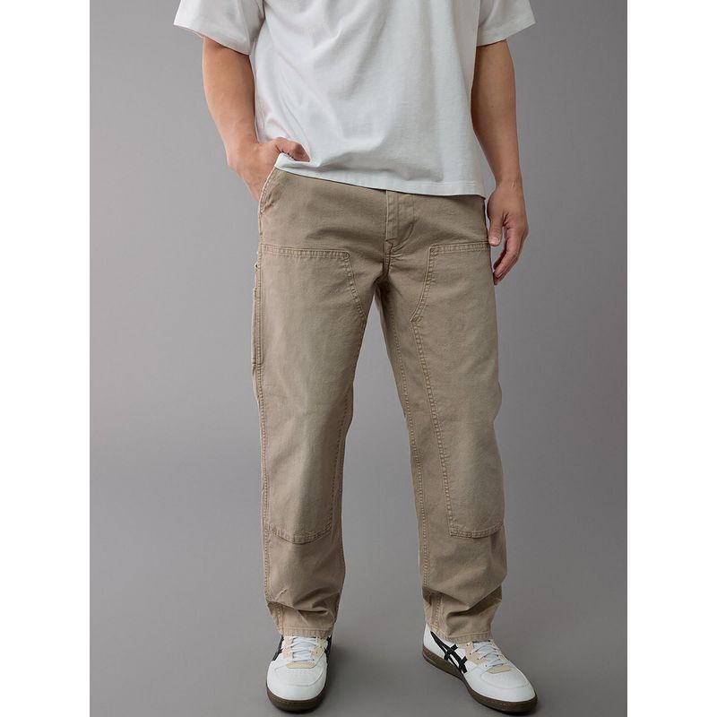 American Eagle Men Beige Flex Distressed Carpenter Cargo Pant (34 x 30)