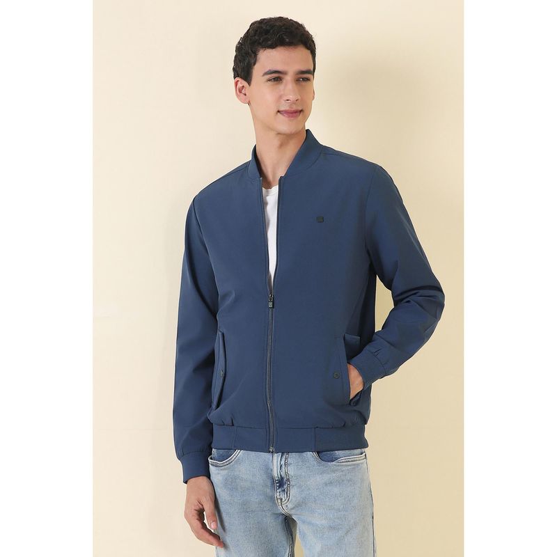 Allen Solly Navy Blue Solid Jacket (M)