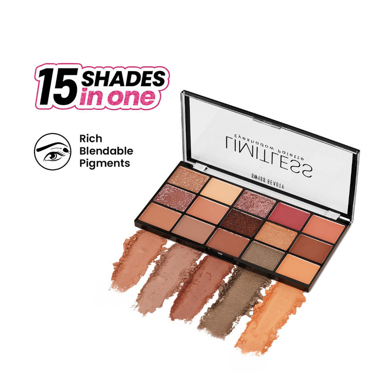 Swiss Beauty Limitless Eyeshadow Palette - Mattes, Shimmers & Metallics - 01 Stargaze